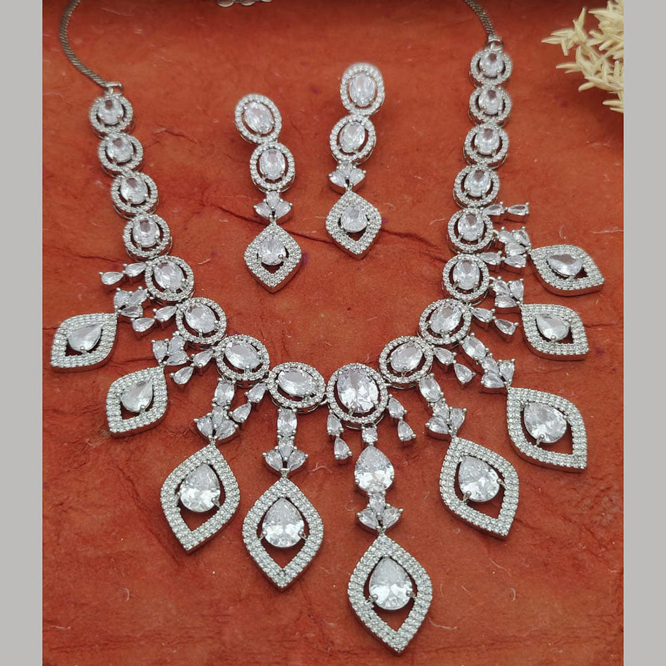 Gold Plated Necklace Set in American Diamonds | Bridal Jewellery India