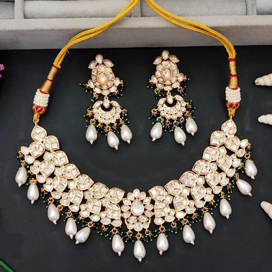 Kundan Choker Necklace in Gold Plated for Bridal Wear | Bridal Jewellery India