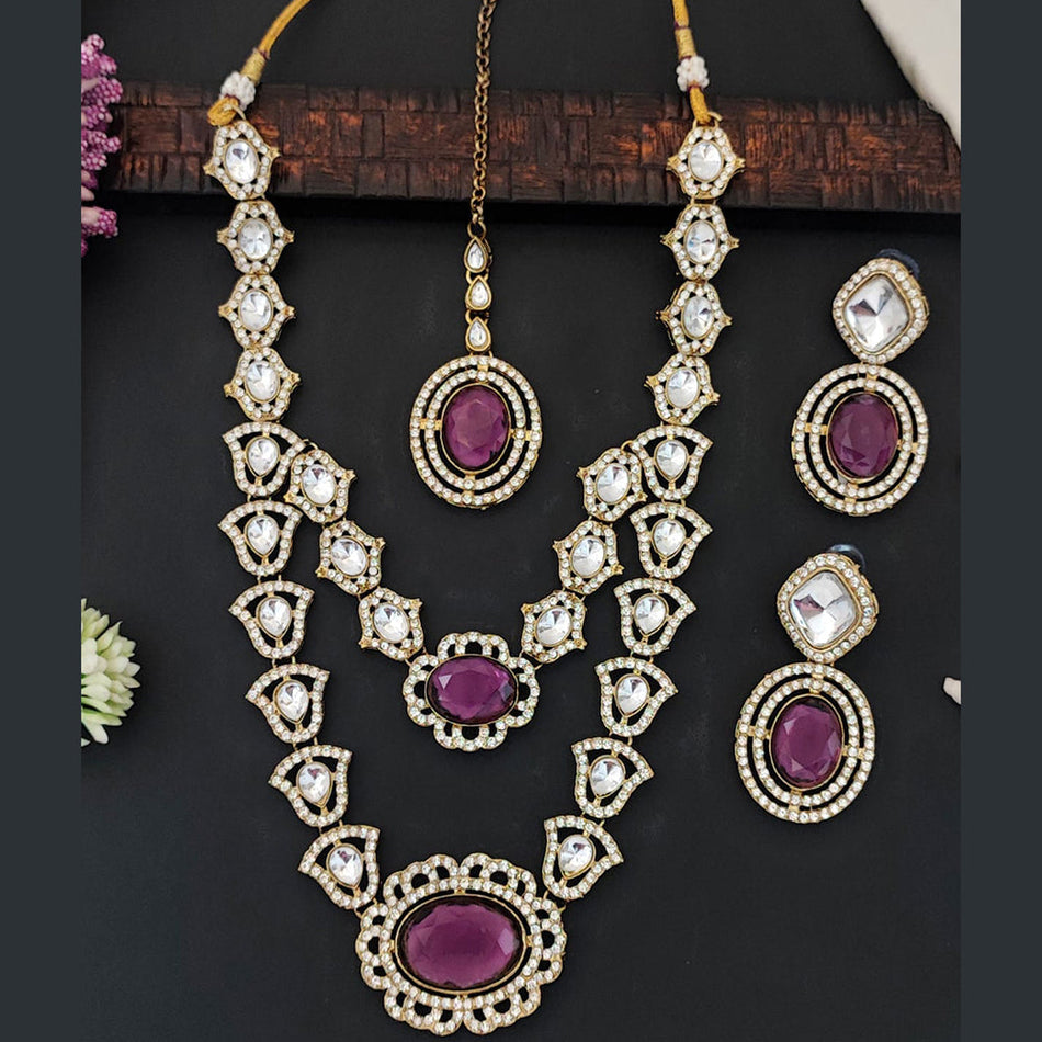 Elegant Gold Plated Crystal Stone Necklace Set | Bridal Jewellery India