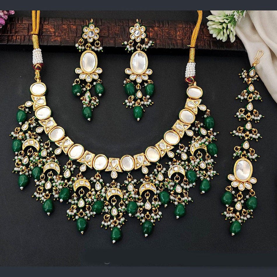 Kundan Necklace in Silver with Polki Gems | Bridal Jewellery India