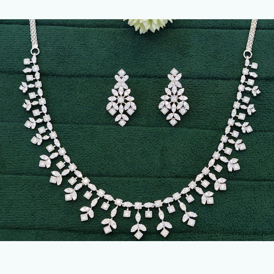Leaf Detail Necklace Set in Gold Plated | Bridal Jewellery India