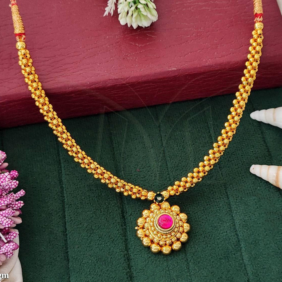 Rose Gold Plated Pota Stone Necklace Set | Bridal Jewellery India