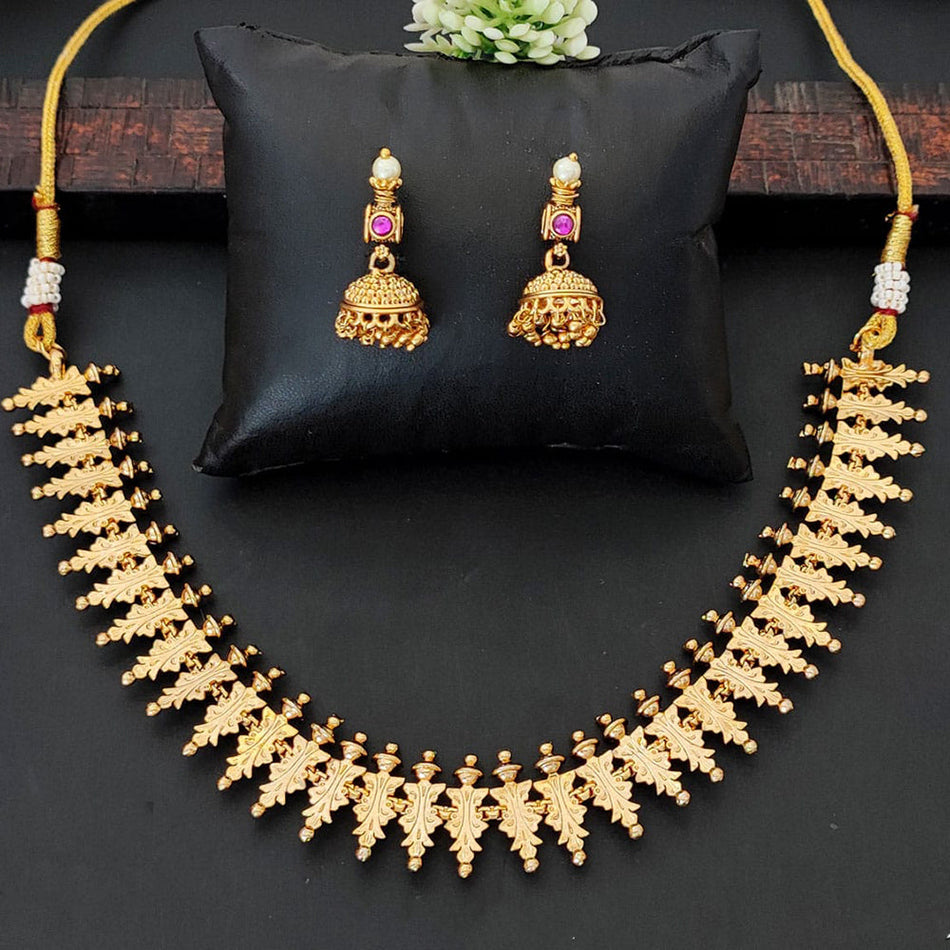 Pota Stone and Pearl Necklace in 18K Gold Plated | Bridal Jewellery India