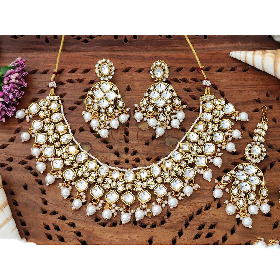 Kundan Necklace in Sterling Silver | Bridal Jewellery India