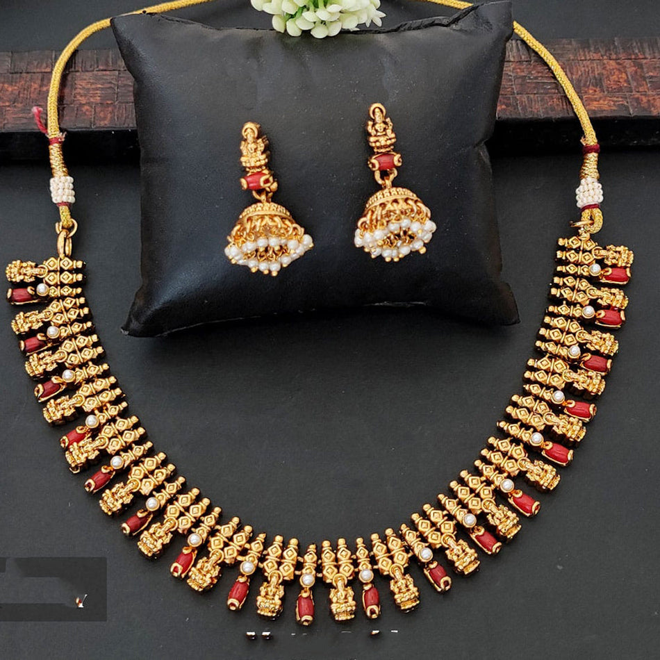 Rose Gold Plated Pota Stone Choker Necklace | Bridal Jewellery India
