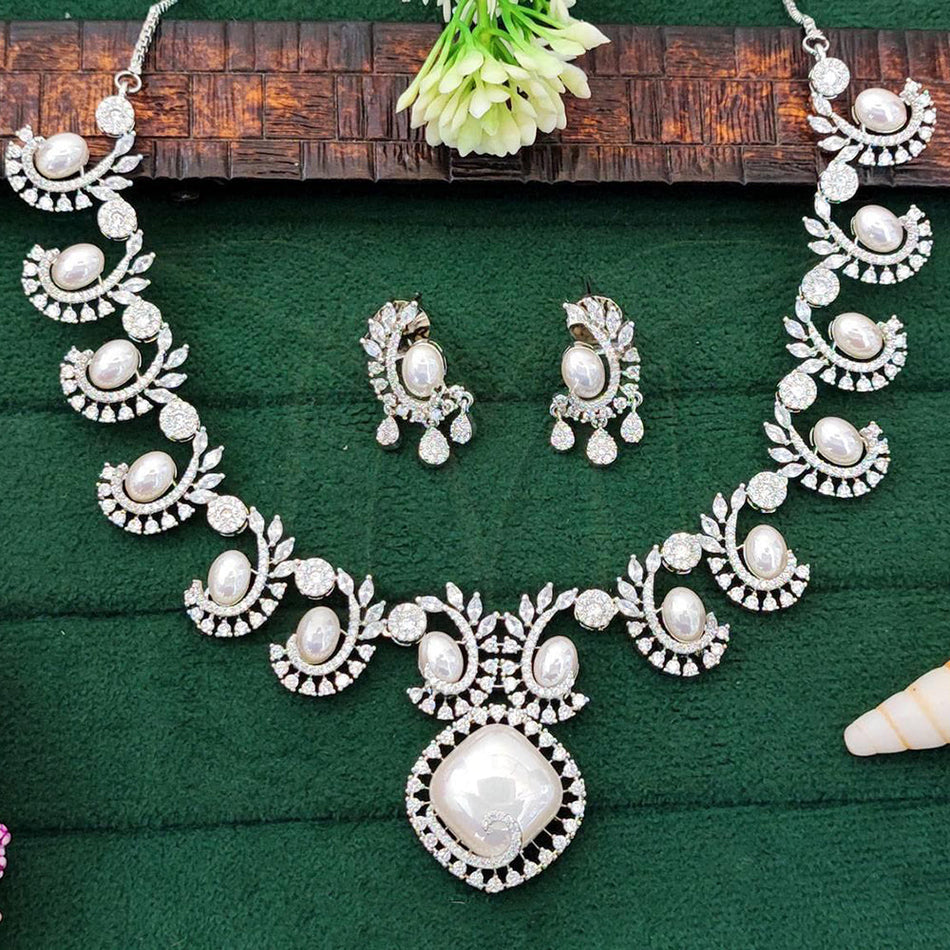 Rose Gold Plated Beaded Necklace Set for Bridal | Bridal Jewellery India