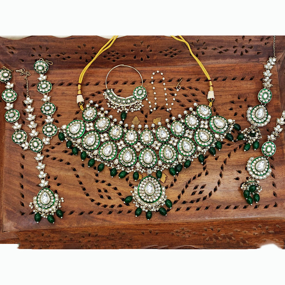 Rose Gold Plated Kundan Necklace for Bridal | Bridal Jewellery India