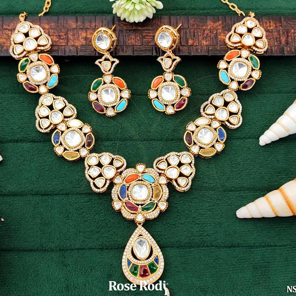 Kundan Choker Necklace in Sterling Silver | Bridal Jewellery India