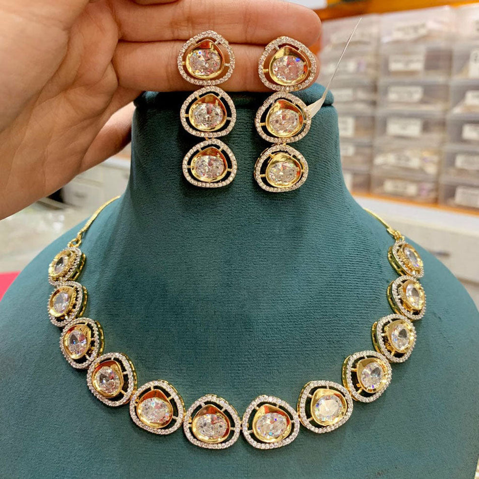 Kundan Choker Necklace in Gold Plated with Polki Stones | Bridal Jewellery India
