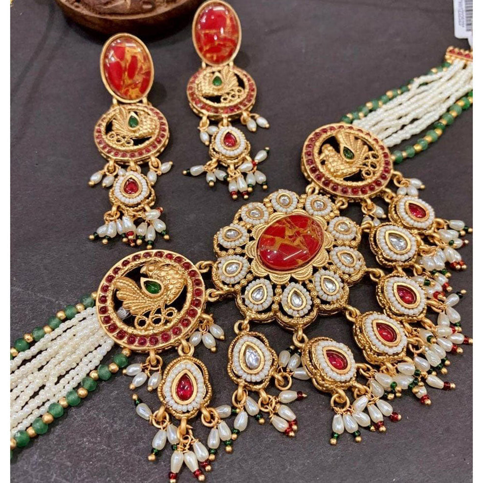 Kundan Choker Necklace in White Gold Plated | Bridal Jewellery India