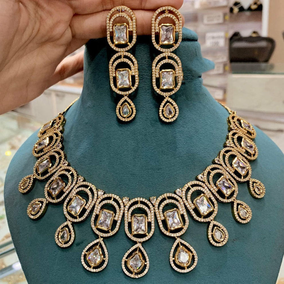 Gold Plated Huggie Earrings in Diamond | Bridal Jewellery India