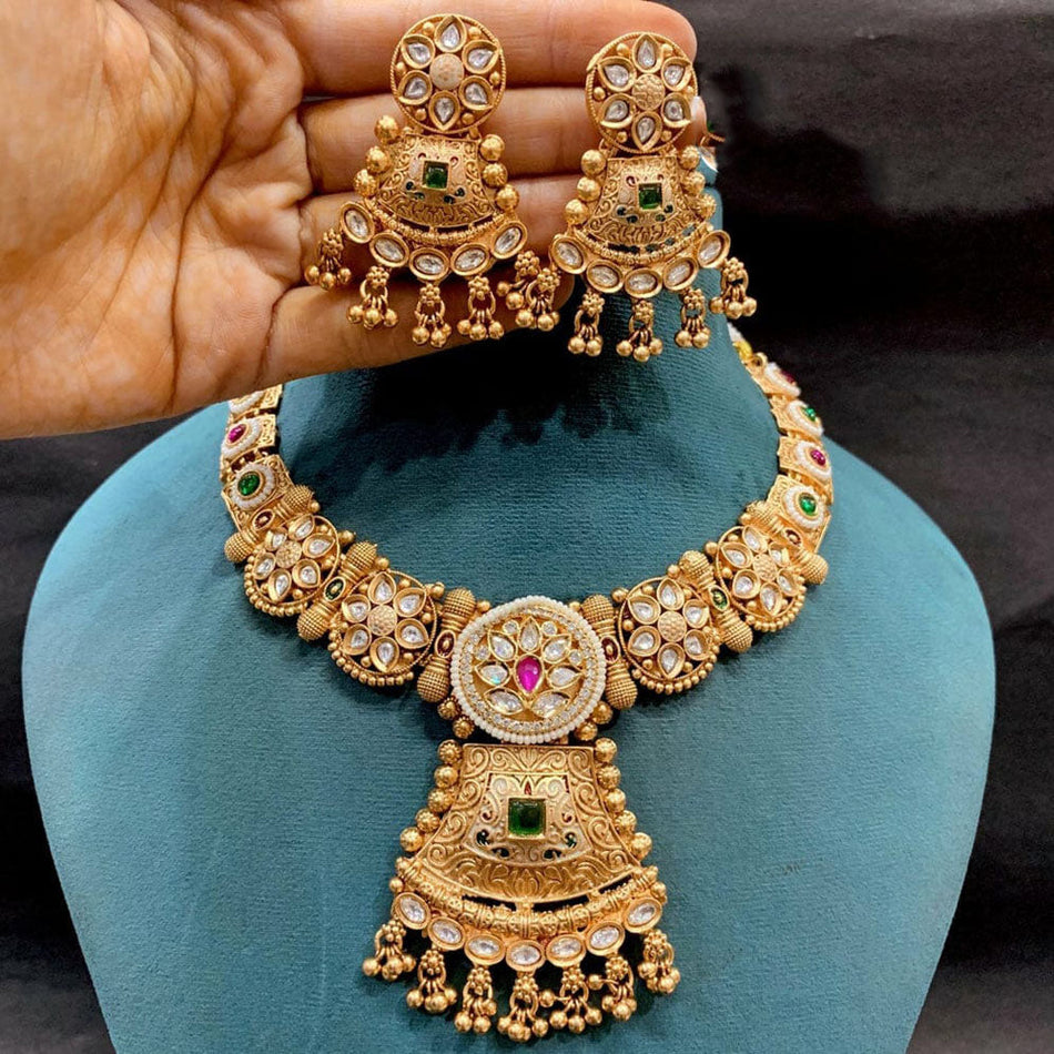 Meenakari Necklace in Sterling Silver | Bridal Jewellery India