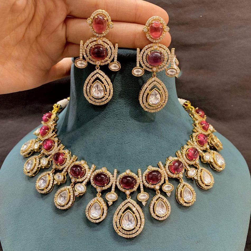 Kundan Choker Necklace in Gold Plated with Polki Stones | Bridal Jewellery India