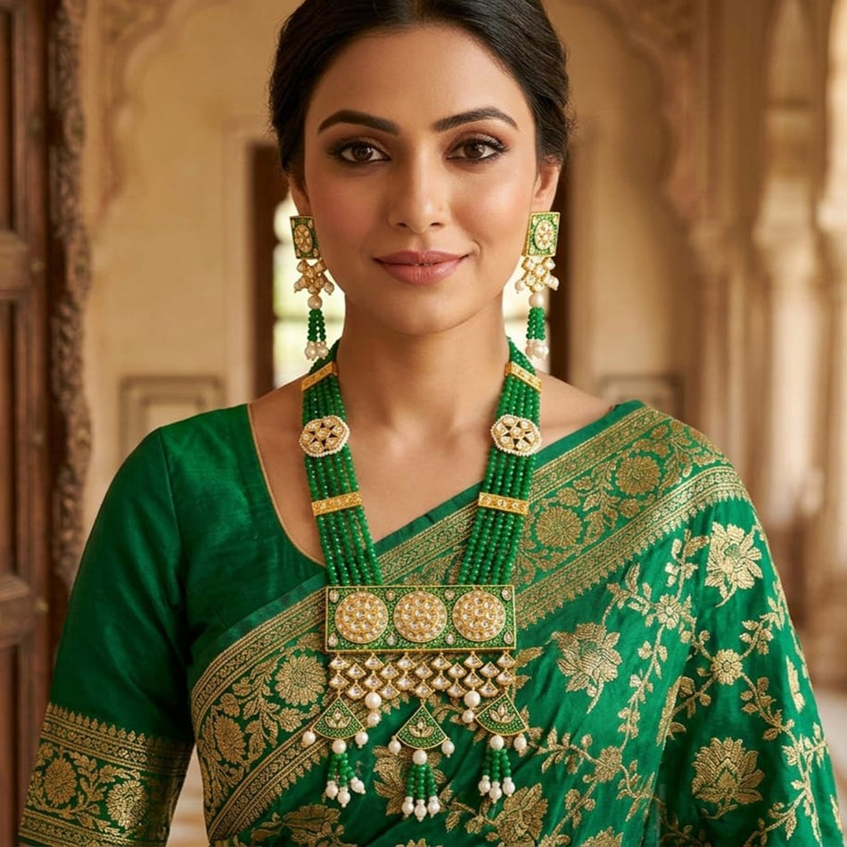 Kundan   Pearl Necklace Set in  Gold Plated | Bridal Jewellery India