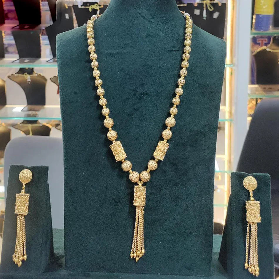 Gold Plated Long Necklace Set | Bridal Jewellery India