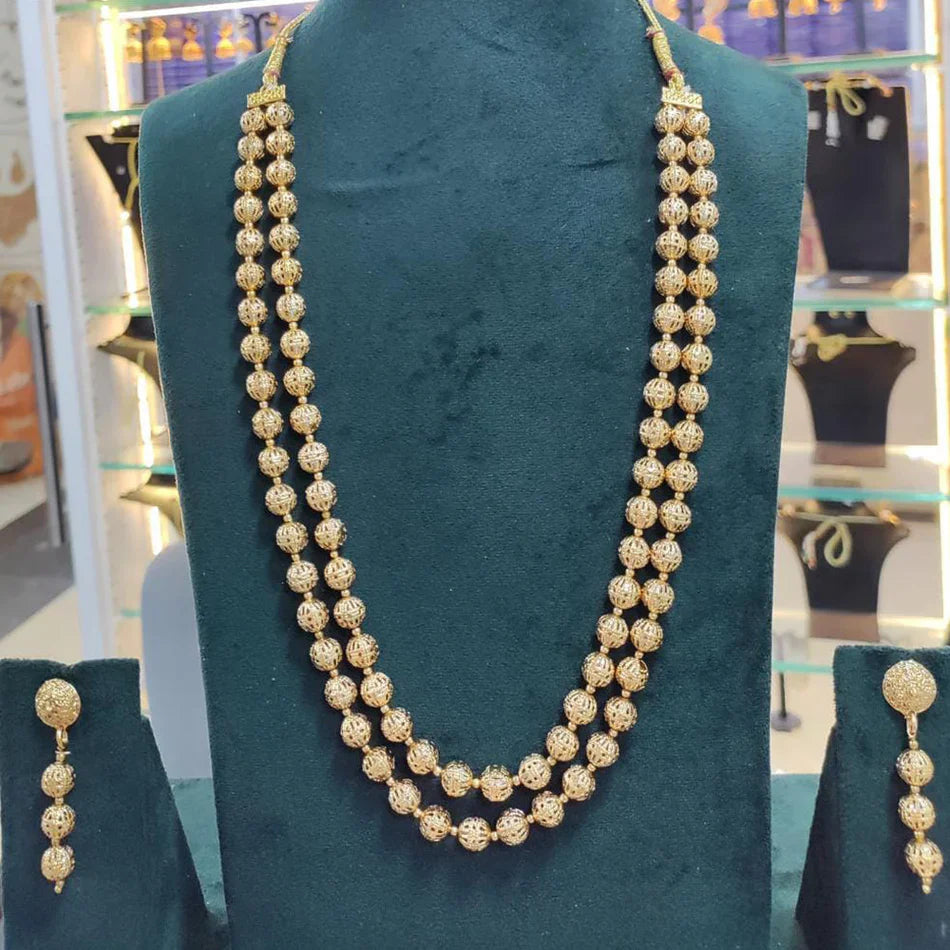 Gold Plated Long Necklace Set | Bridal Jewellery India