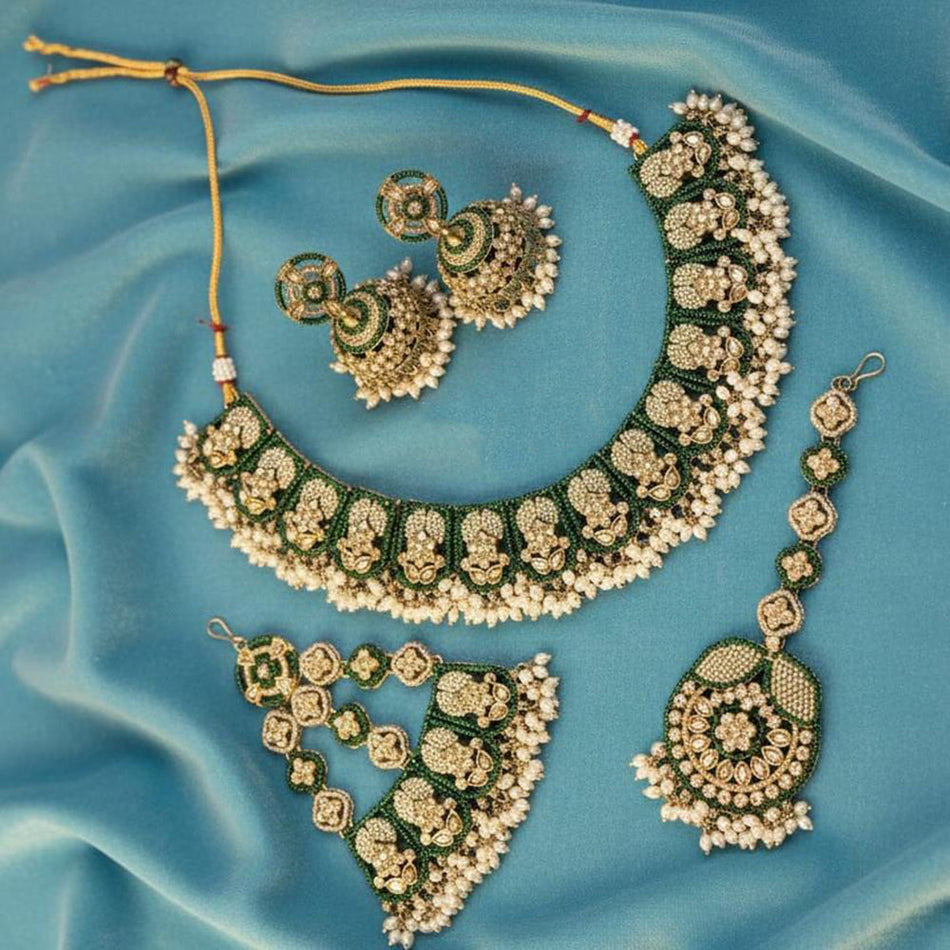 Crystal Stone Necklace in 14K Gold Plated | Bridal Jewellery India