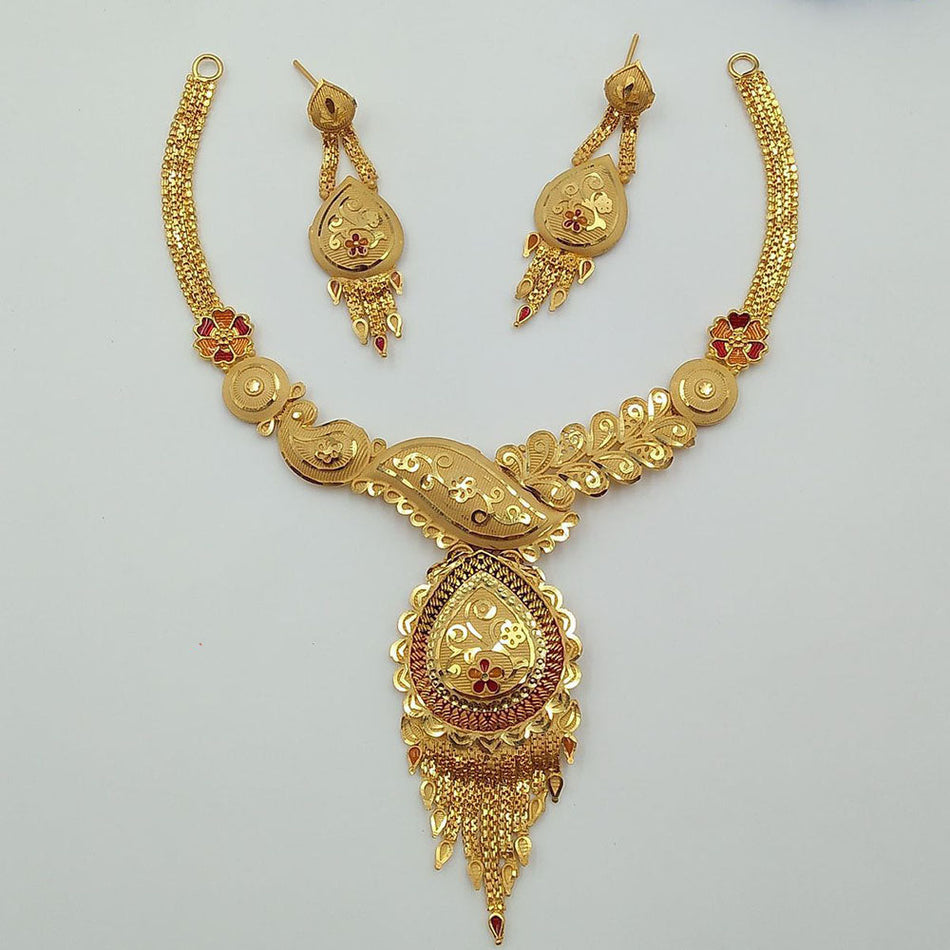 Meenakari Necklace in Sterling Silver | Bridal Jewellery India