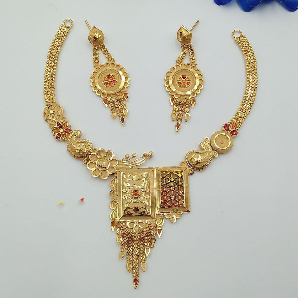 Meenakari Necklace in Sterling Silver | Bridal Jewellery India