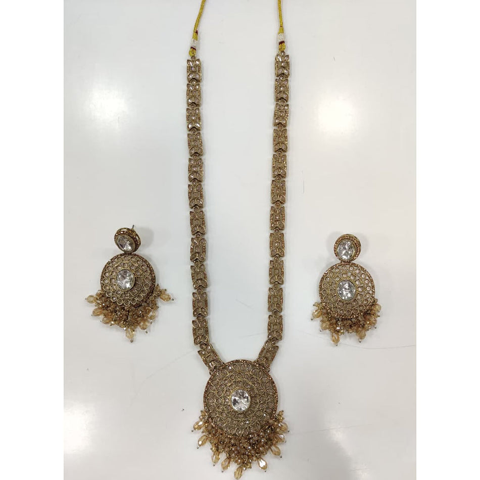Heritage Crystal Beaded Necklace in Gold Plated | Bridal Jewellery India