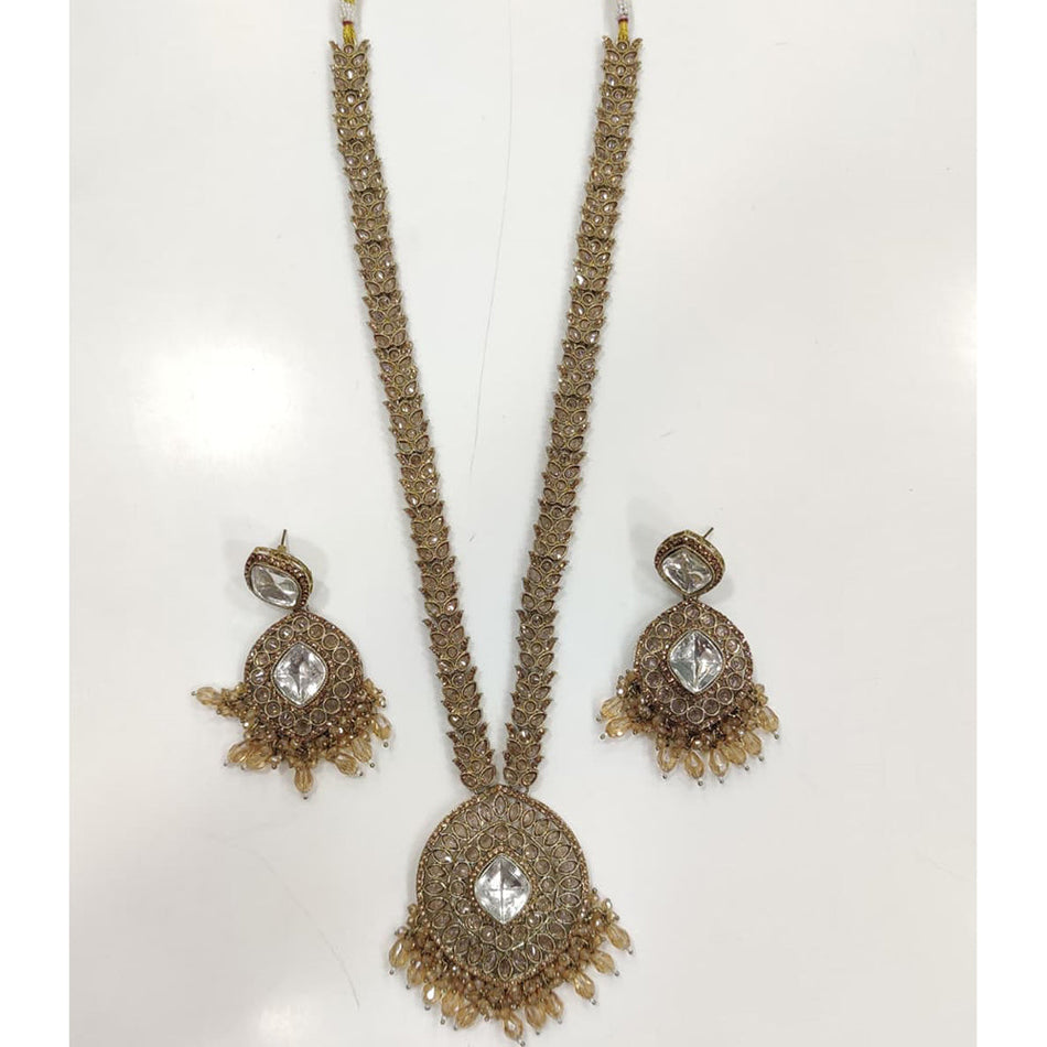 Heritage Crystal Pearl Necklace in Gold Plated | Bridal Jewellery India