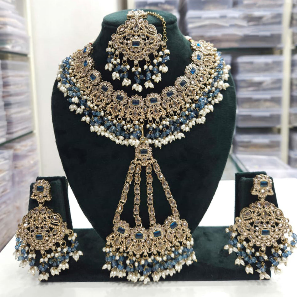 Royal Crystal Choker in White Gold Plated | Bridal Jewellery India