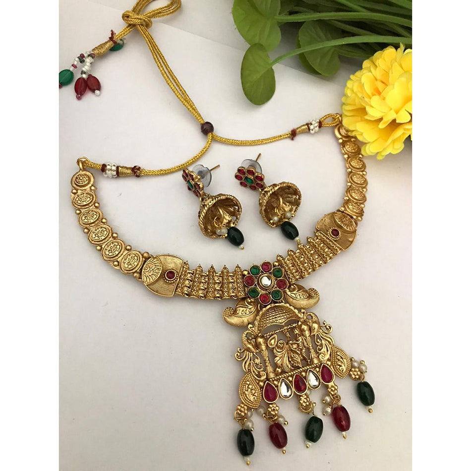Pota Stone Necklace in Gold Tone for Occasion | Bridal Jewellery India