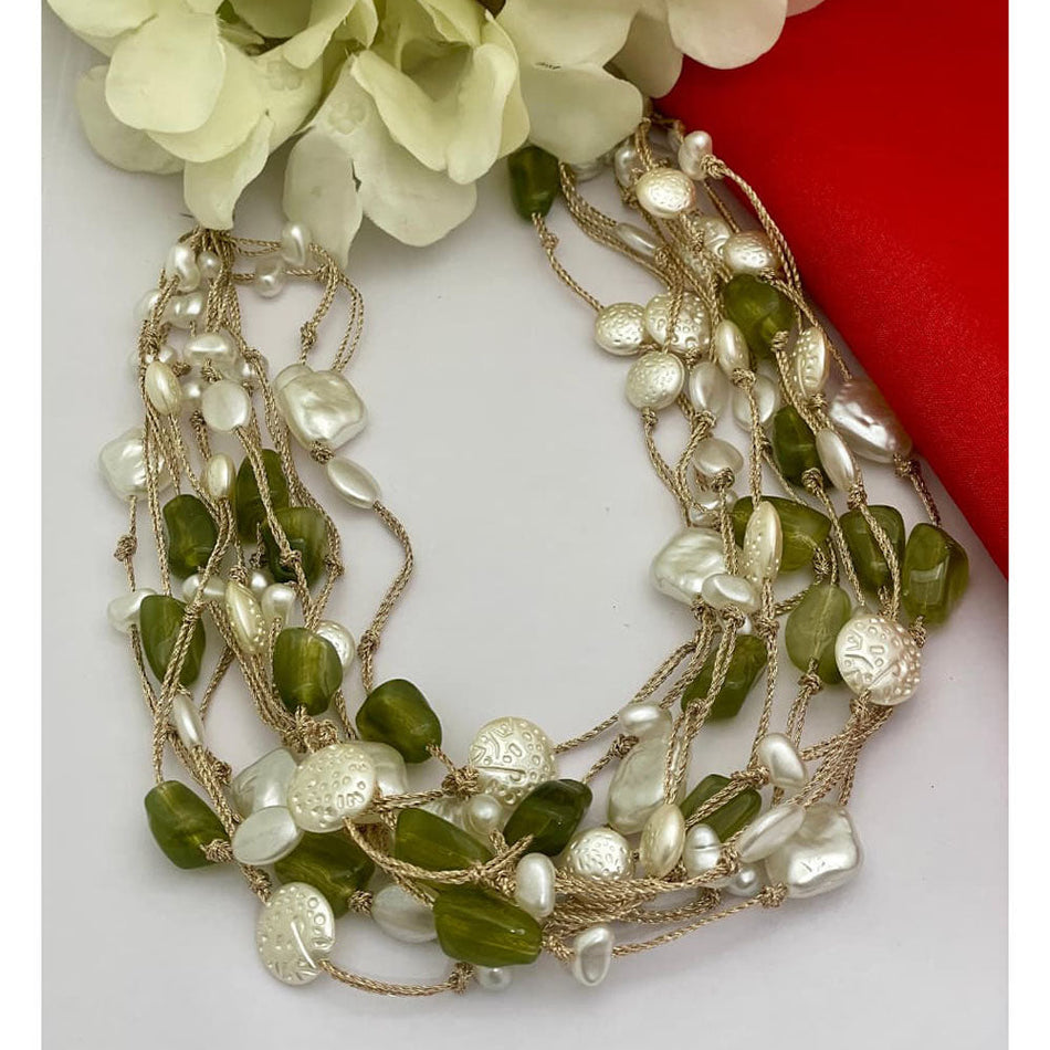 Pearl Layered Necklace in Silver | Bridal Jewellery India