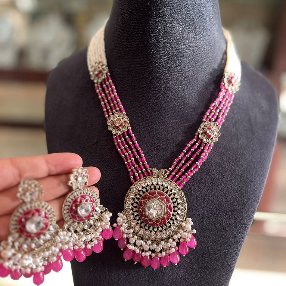 Kundan Necklace in Gold Plated with Pearls | Bridal Jewellery India