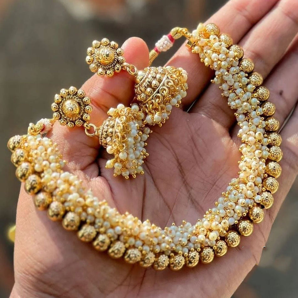 Pearl Necklace in Sterling Silver | Bridal Jewellery India