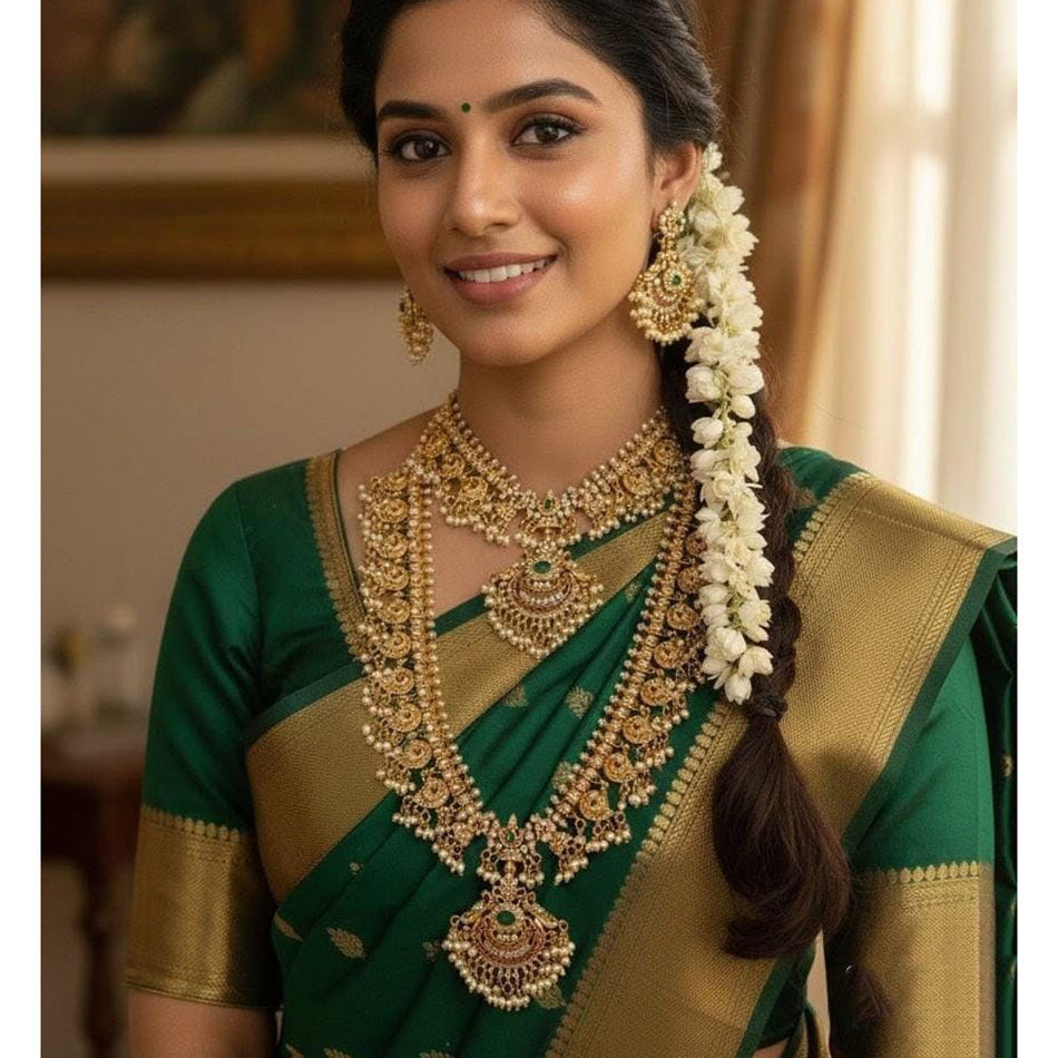 Premium Pota Stone Pearl in Gold Plated Necklace | Bridal Jewellery India
