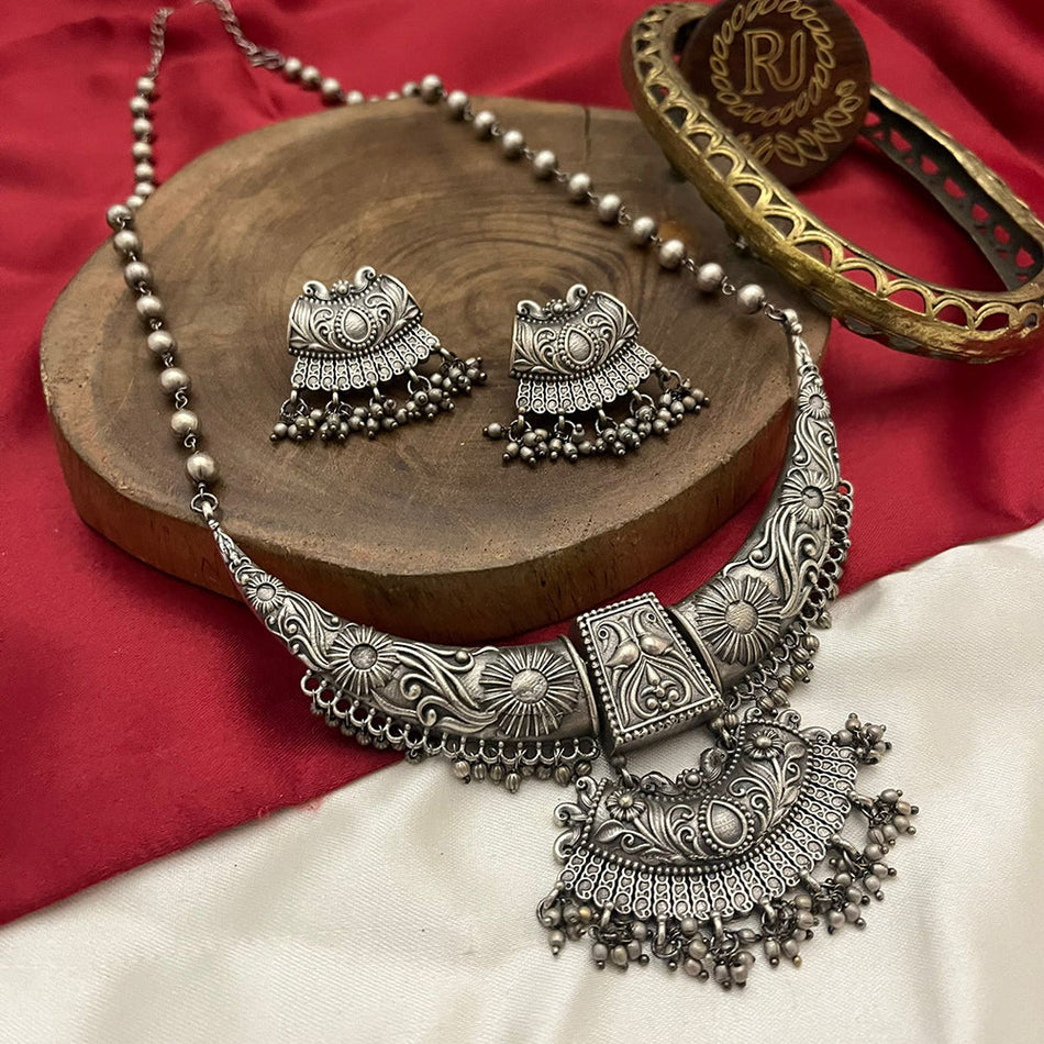 Oxidised Pearl Necklace Set for Bride | Bridal Jewellery India