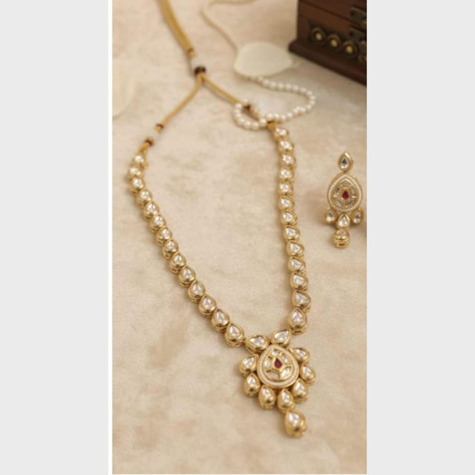 Kundan Necklace in Gold Plated with Pearl | Bridal Jewellery India
