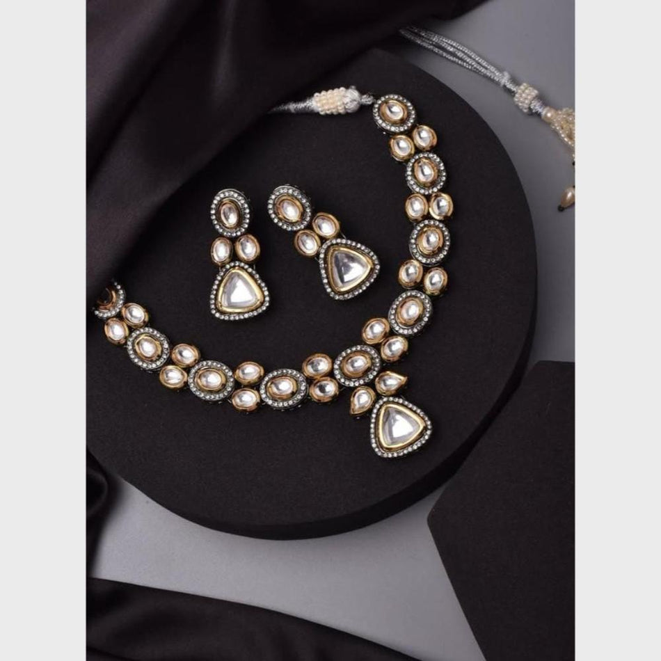 Kundan Necklace in Sterling Silver | Bridal Jewellery India