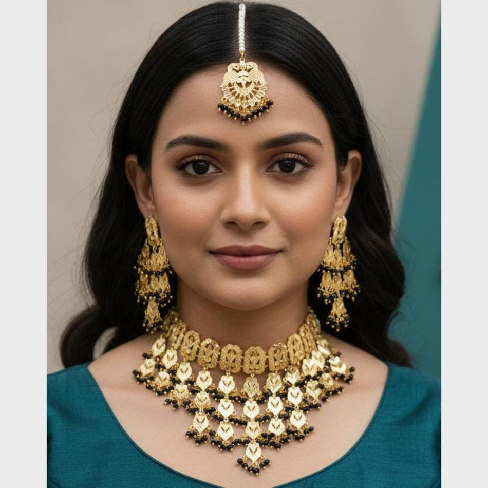 Ethnic Beads   Pearl Necklace in Gold Tone | Bridal Jewellery India