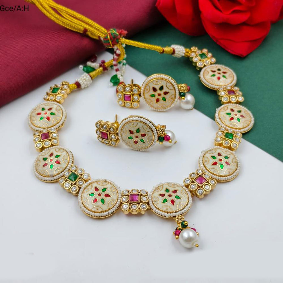 Meenakari Necklace in Gold Plated | Bridal Jewellery India