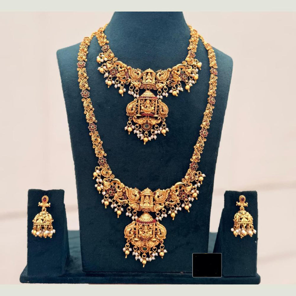 Pota Stone   Pearl Necklace in  Gold Plated | Bridal Jewellery India