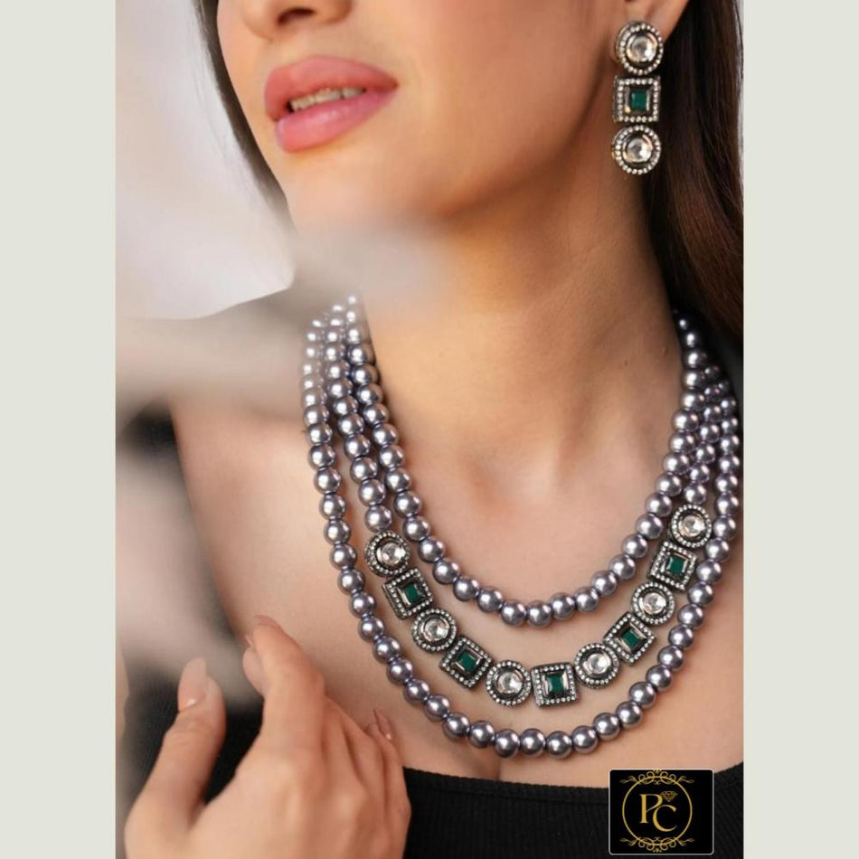 Pota Stone Necklace in Gold Tone | Bridal Jewellery India