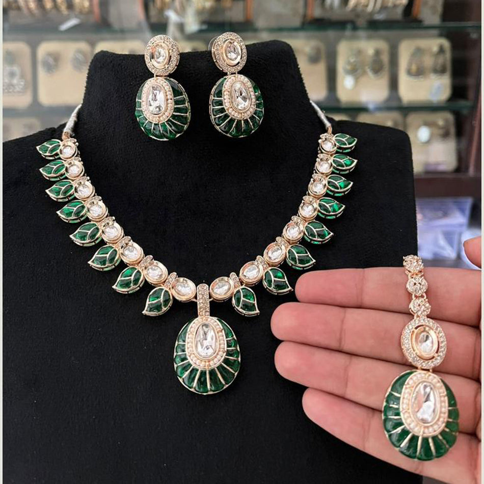 Kundan Necklace in Gold Plated with Polki Stones | Bridal Jewellery India
