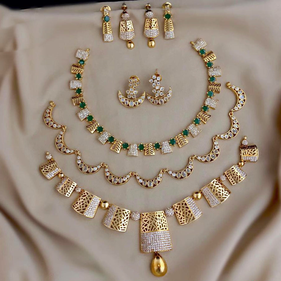 Royal Austrian Stone Earrings in Gold Tone | Bridal Jewellery India
