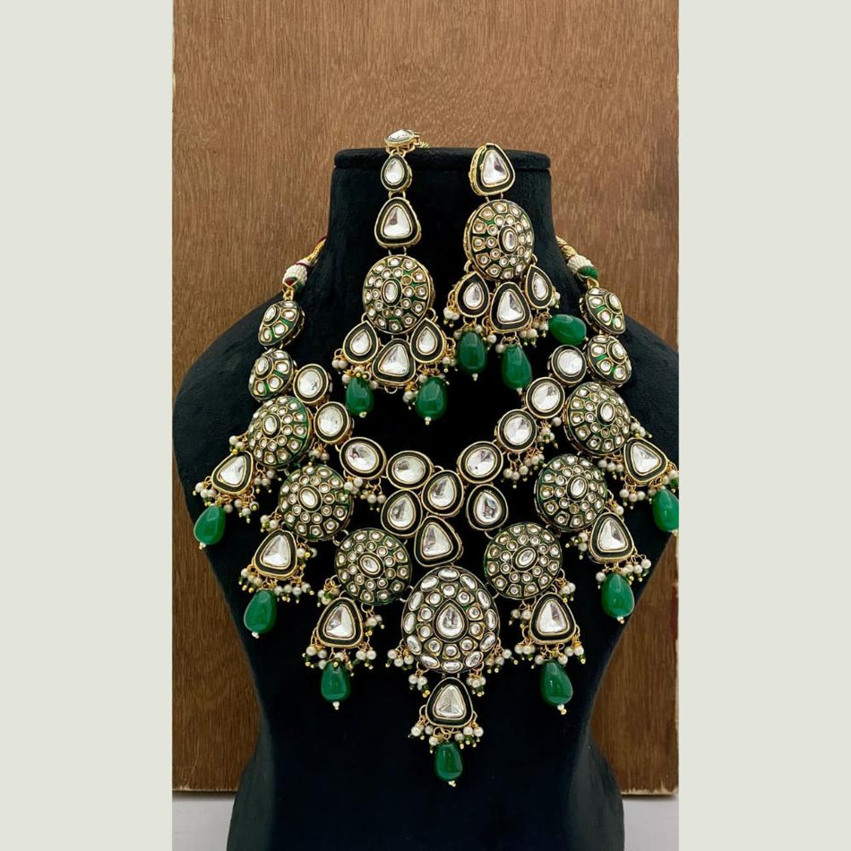 Kundan Necklace in Gold Plated with Pearls | Bridal Jewellery India