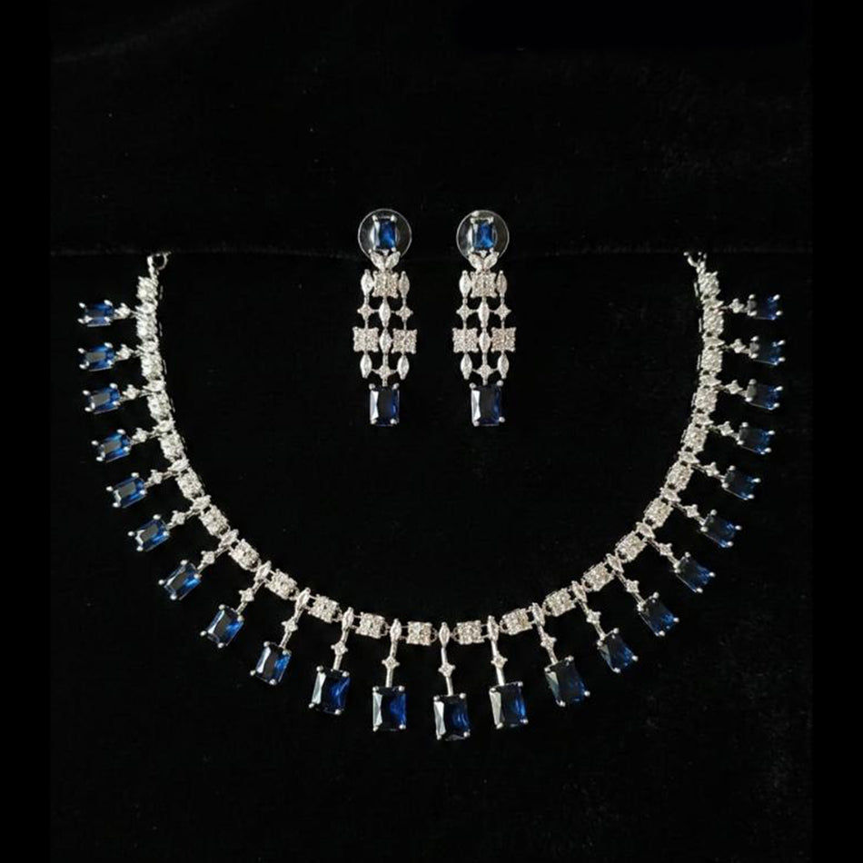 Premium American Diamond Rose Gold Plated Necklace Set | Bridal Jewellery India