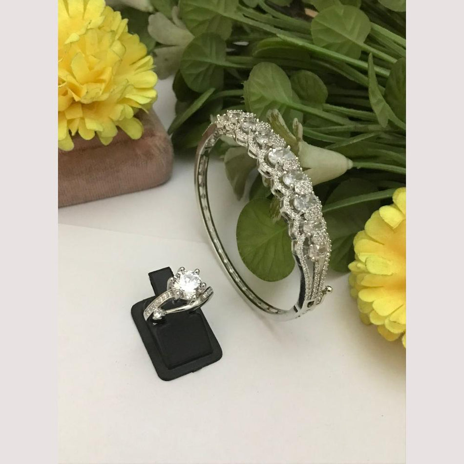 Elegant American Diamond Bracelet   Ring in Rose Gold Plated | Bridal Jewellery India