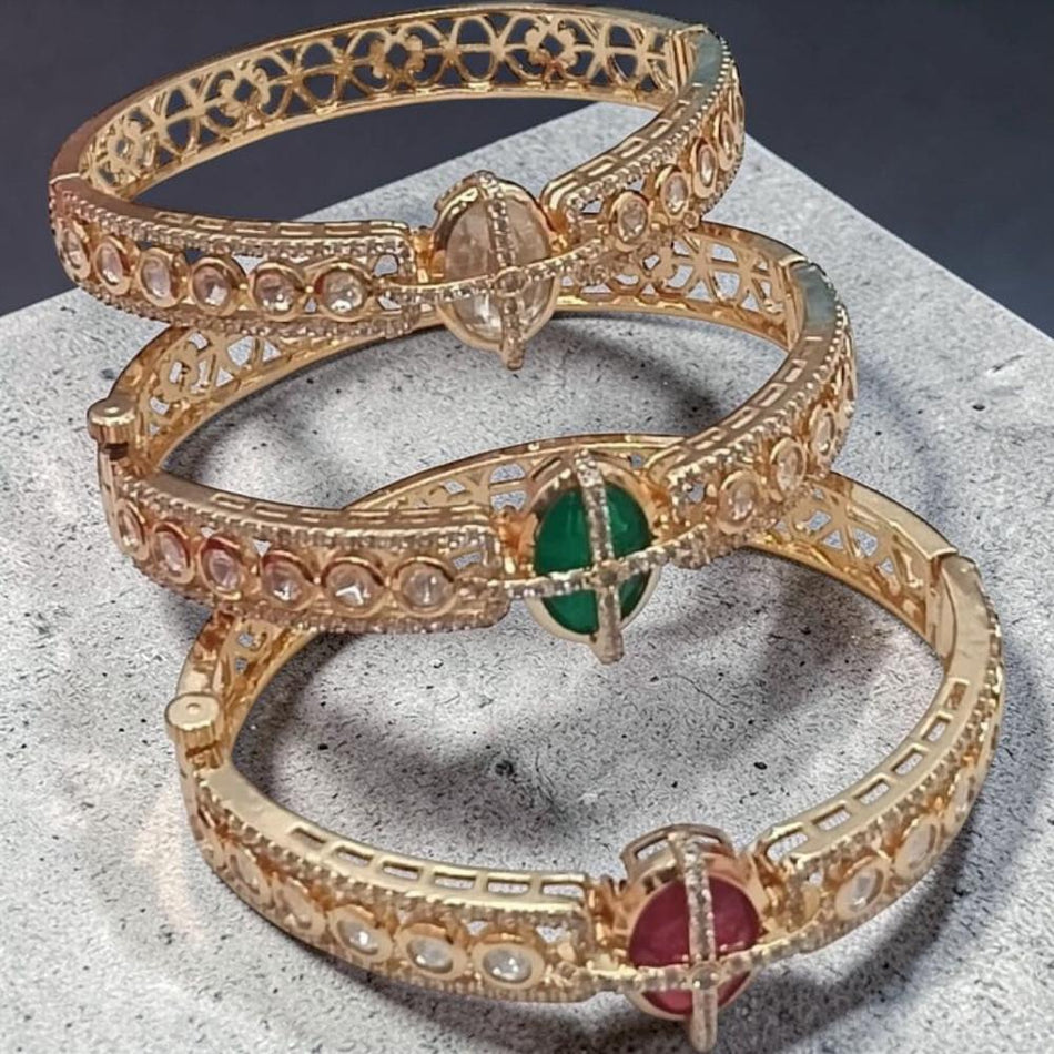 Kundan Openable Kada Bracelet in Gold Plated | Bridal Jewellery India