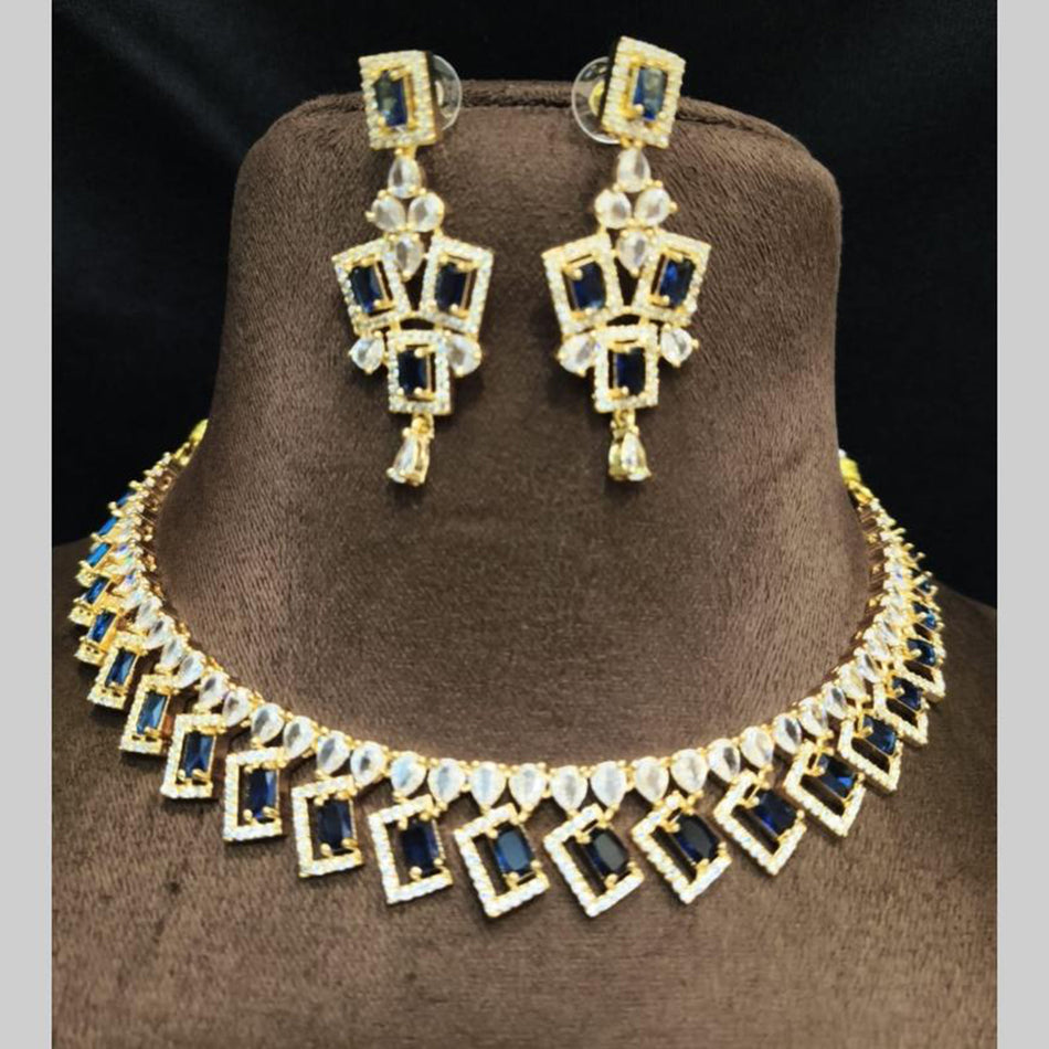 Premium American Diamond Statement Silver Necklace Set | Bridal Jewellery India