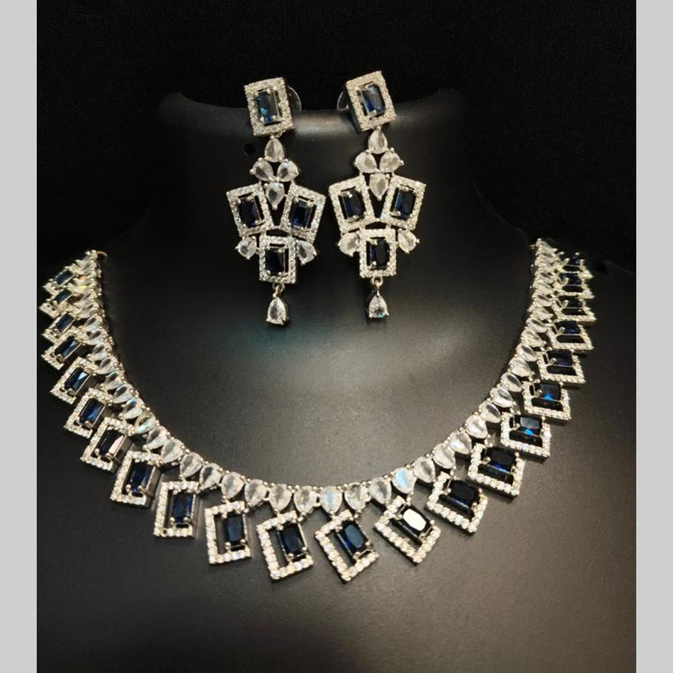 Premium Rose Gold Plated American Diamond Necklace Set | Bridal Jewellery India