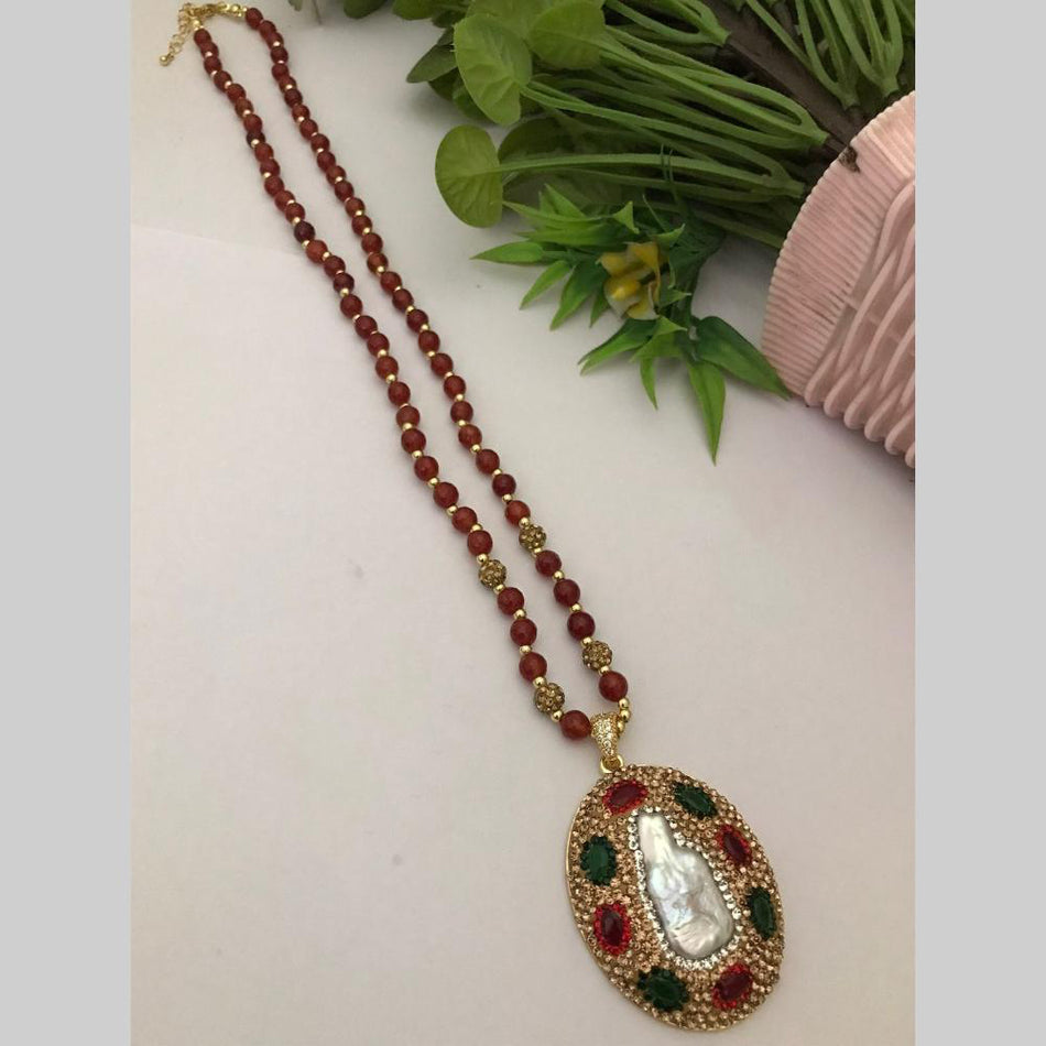 Designer Pota Stone Silver Necklace | Bridal Jewellery India