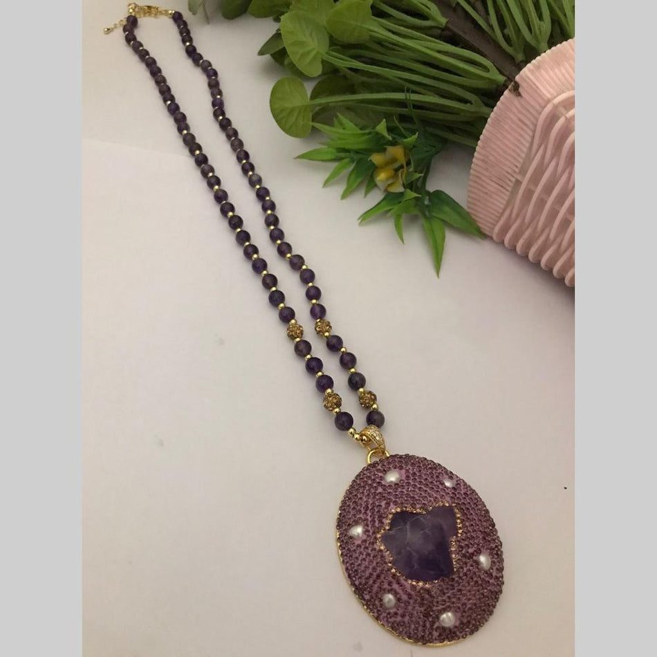 Pota Stone Beaded Necklace in Gold Tone | Bridal Jewellery India