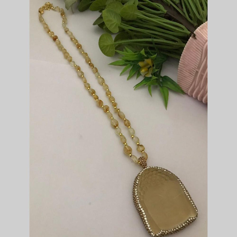 Pota Stone Long Necklace in Gold Tone | Bridal Jewellery India