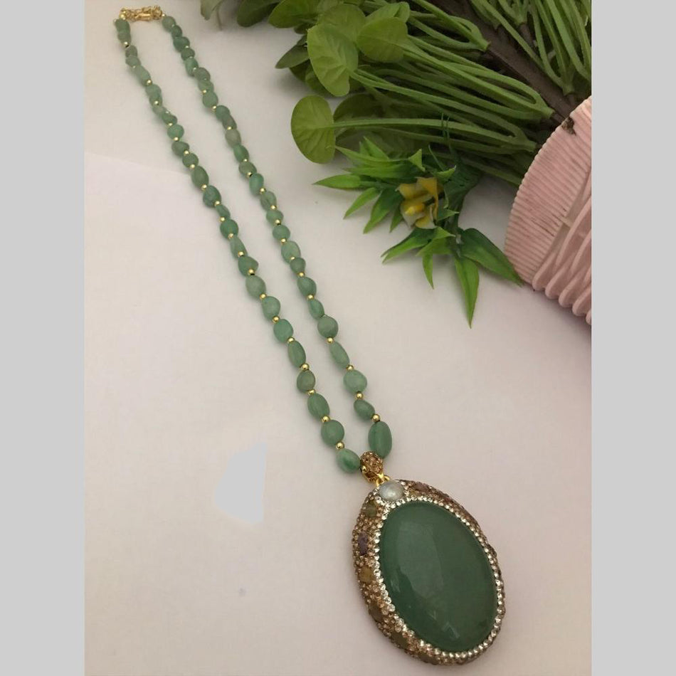 Pota Stone Long Necklace in Gold Plated Silver | Bridal Jewellery India